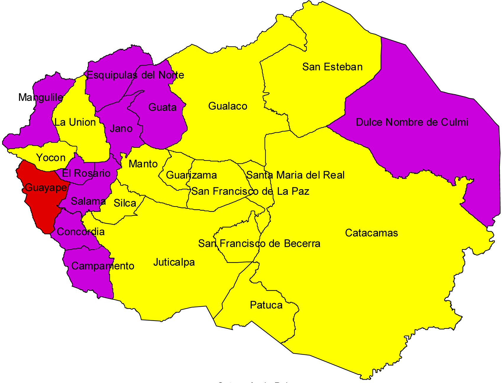 Division municipal del departamento de Olancho